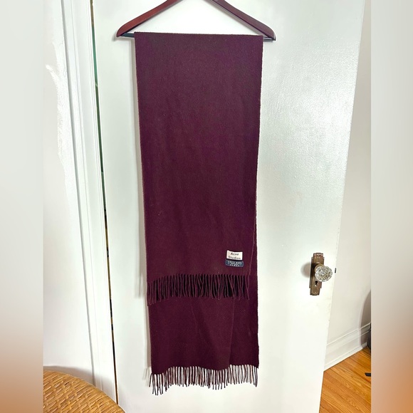 Burgundy ACNE studios Wool Scarf with Fringe - Picture 2 of 4